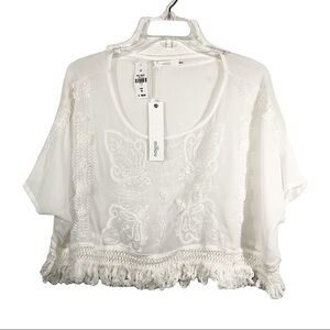 Millay Boho Embroidery sheer see through fabric Blouse XS